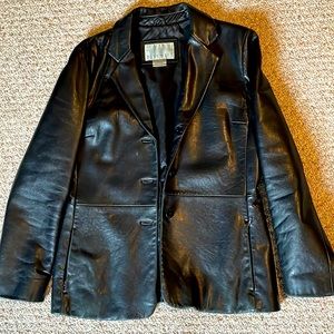 Black Leather Nine West Womens medium jacket.